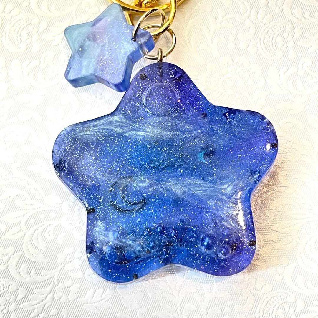 No.116 夜空 星 月 宇宙 シャカシャカキーホルダー シェイカー レジン