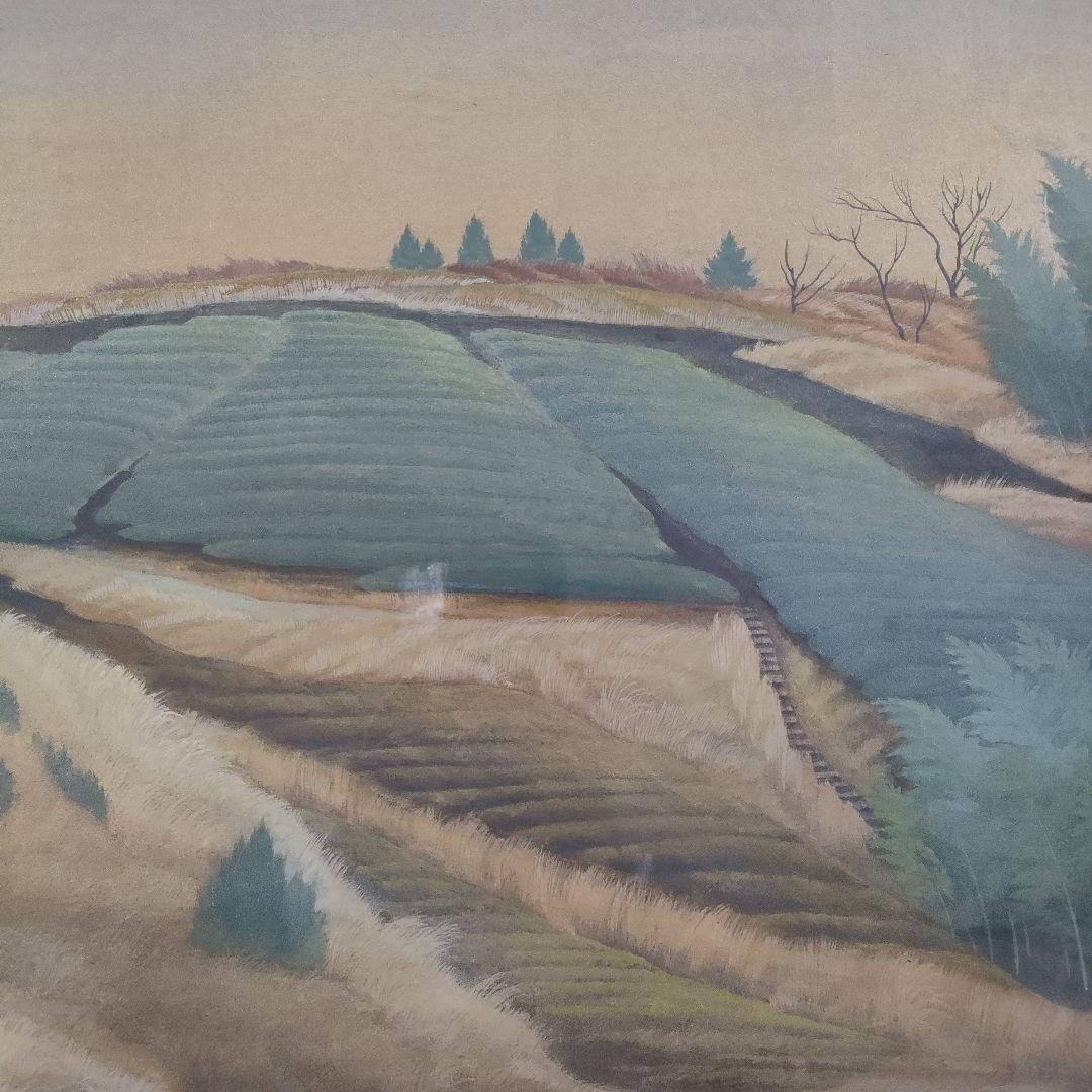 ★美品★ 谷井俊英　日本画 F15号『丘』 共シール付