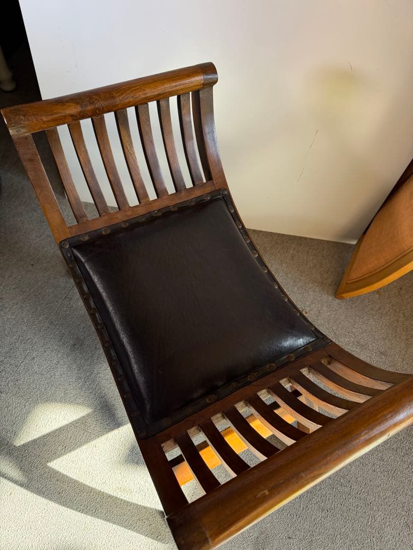 カルティニチェア スツール 本革鋲打ち バリ家具 アンティーク 椅子 当時物