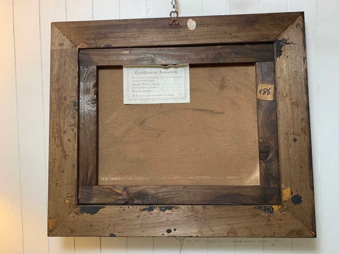 イタリア製油絵　手書きビンテージ・インテリア油絵細密画良く書けてます！