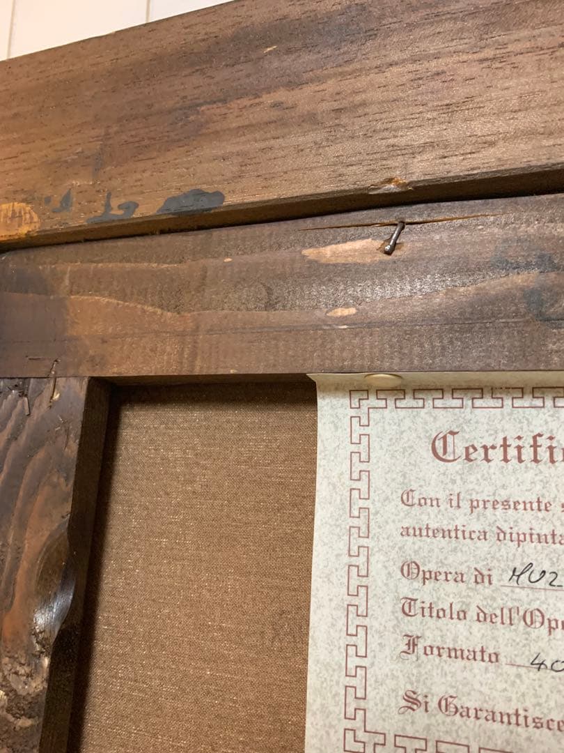 イタリア製油絵　手書きビンテージ・インテリア油絵細密画良く書けてます！