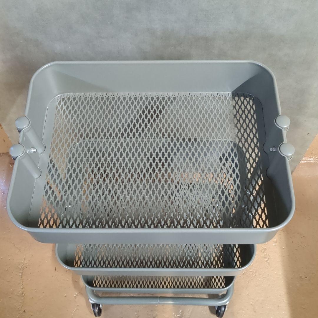 (s)ルッツ　 IKEAキャスター付き3段キッチンワゴン グリーンホワイト