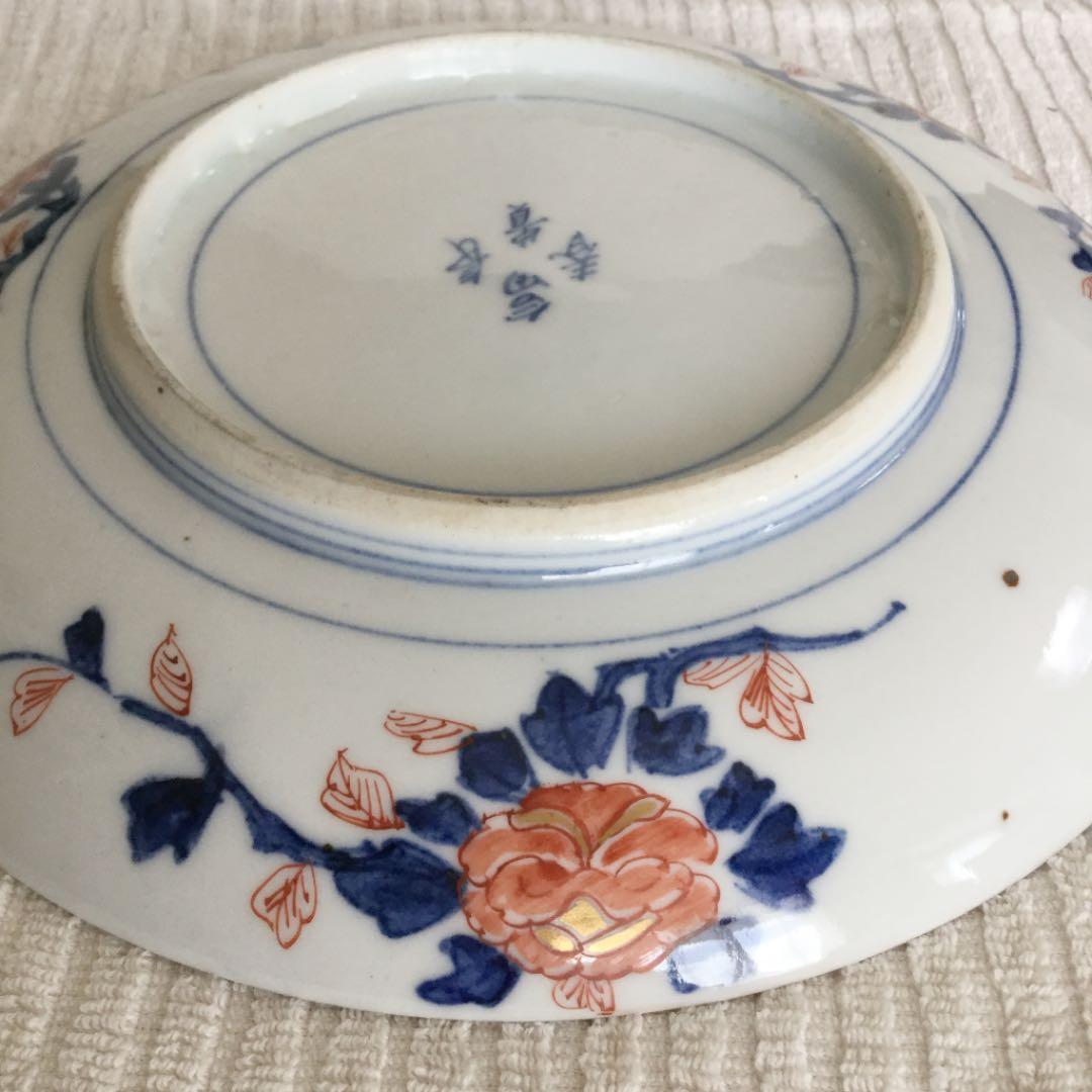 大聖寺伊万里 花龍欄干樹下唐人花鳥図 六寸平皿 6客