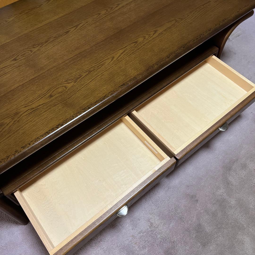 カリモク センターテーブル 引き出し付き ダークブラウン 木製 ローテーブル