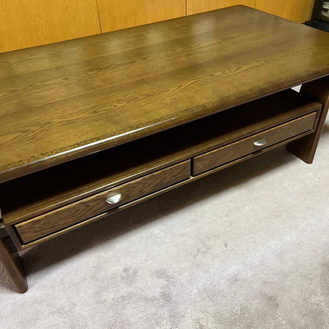 カリモク センターテーブル 引き出し付き ダークブラウン 木製 ローテーブル