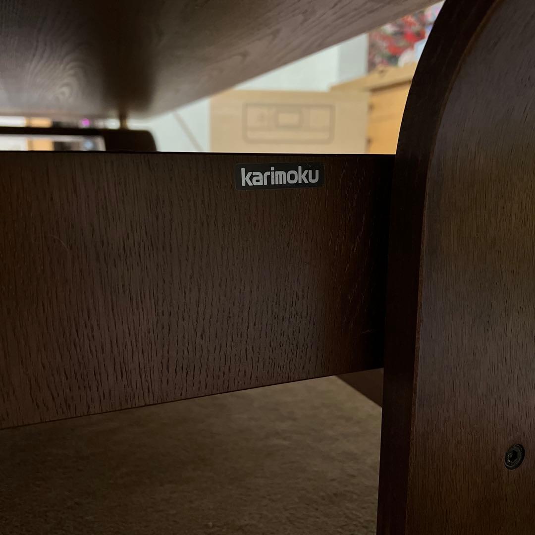 カリモク センターテーブル 引き出し付き ダークブラウン 木製 ローテーブル