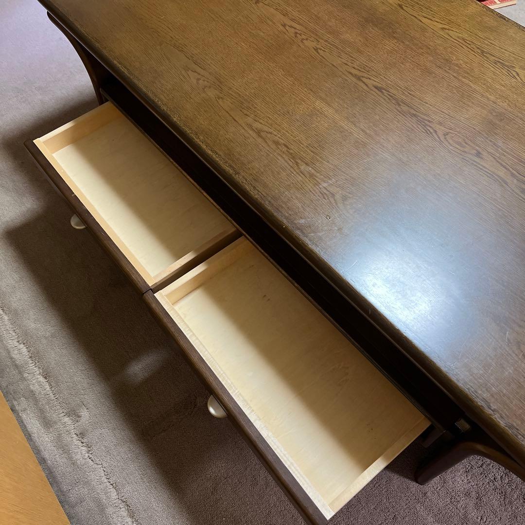 カリモク センターテーブル 引き出し付き ダークブラウン 木製 ローテーブル