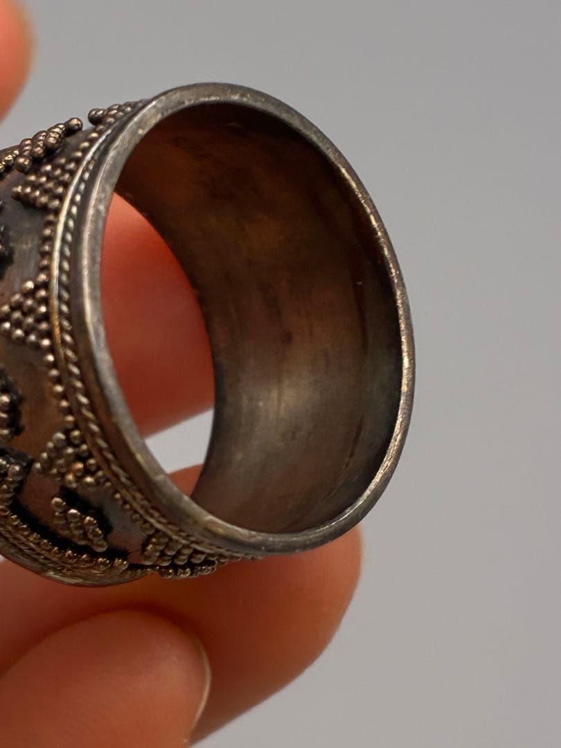 シルバー925 無垢 ワイドリング 21号 ハンドメイド ヴィンテージ　男女兼用