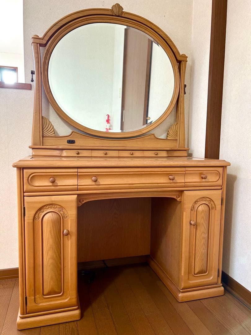 ナチュラルウッド クラシックスタイル ドレッサー鏡台 (椅子別売り)お値段相談可