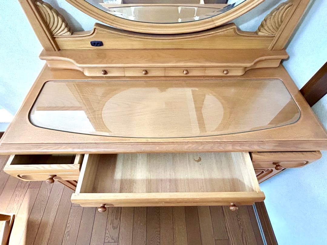 ナチュラルウッド クラシックスタイル ドレッサー鏡台 (椅子別売り)お値段相談可