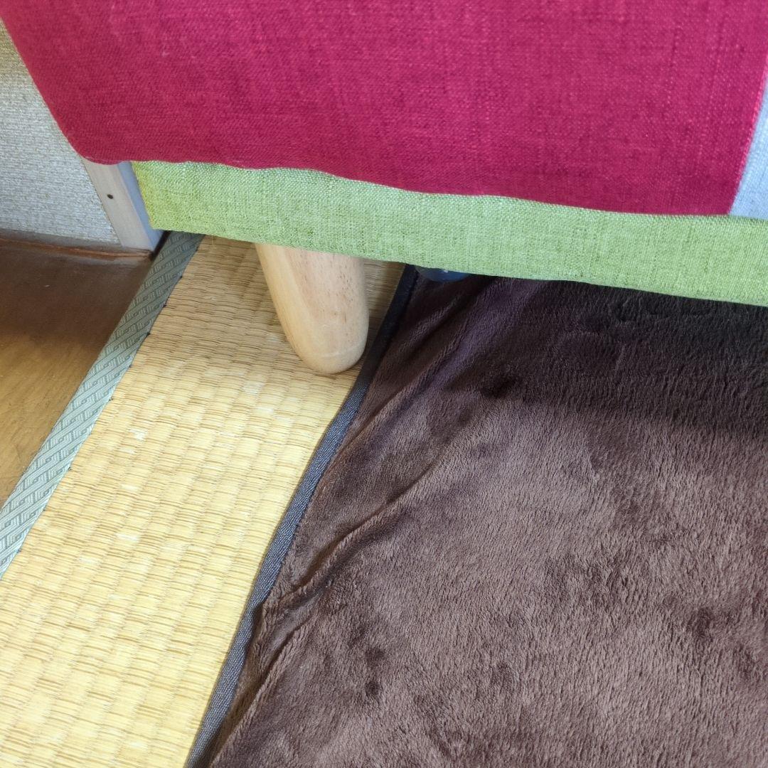 最終値下げ美品パッチワークソファベッド　リクライニング三人掛け　クッション付き☆