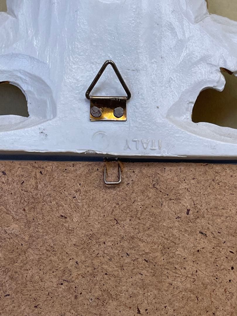 イタリー製 壁掛け鏡 アンティーク調 クラシックオーバル型 ゴールド/白 美品