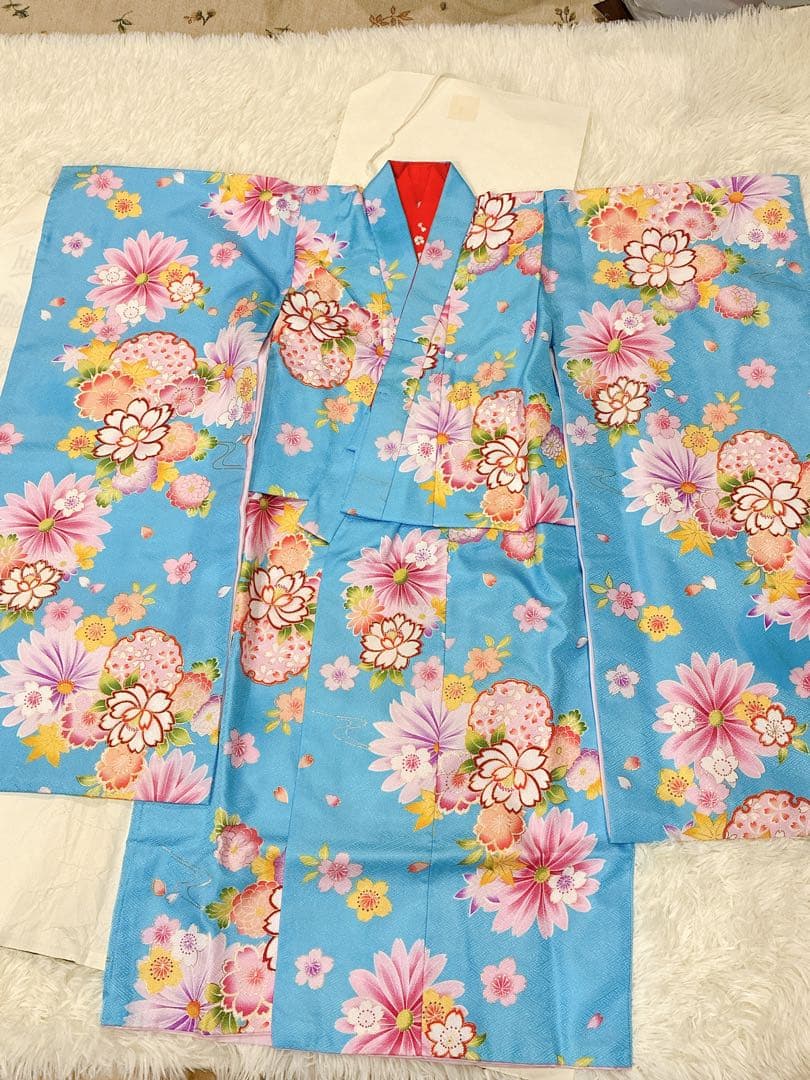 七五三用 (7歳)花柄 着物フルセット(未使用品)