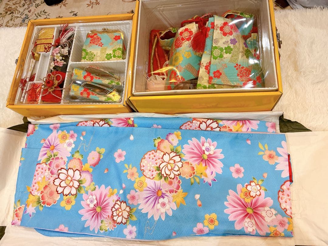 七五三用 (7歳)花柄 着物フルセット(未使用品)