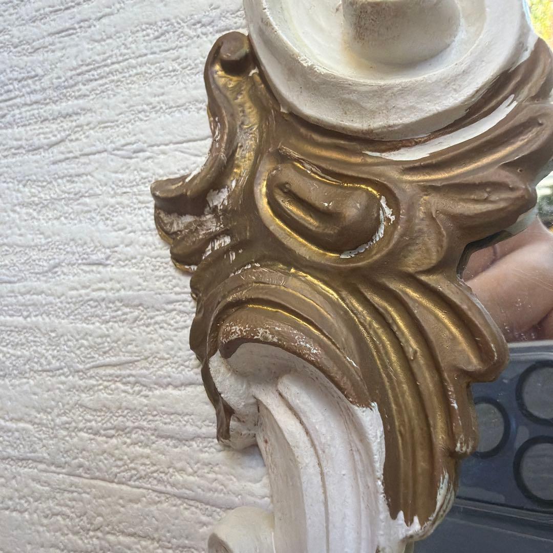 ロココ調ミラー　オーバル型 壁掛け鏡 ホワイトゴールド