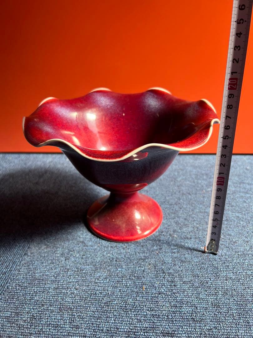 1019 四郎窯　辰砂　高台菓子器