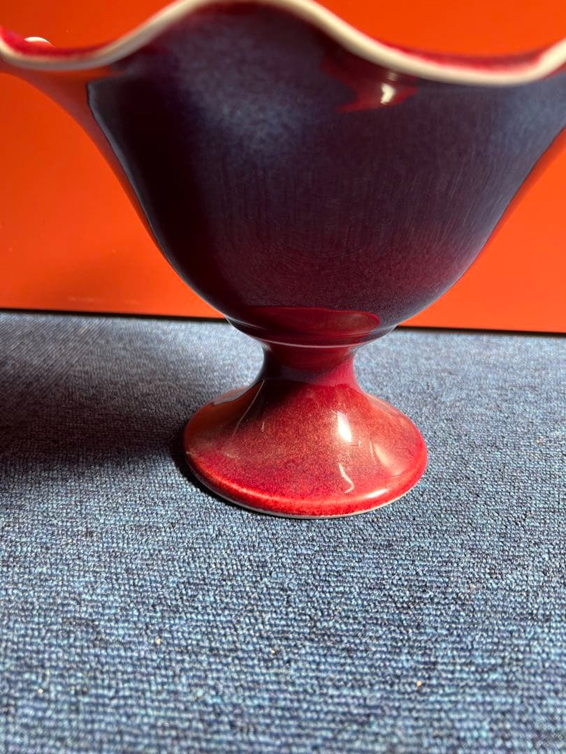 1019 四郎窯　辰砂　高台菓子器