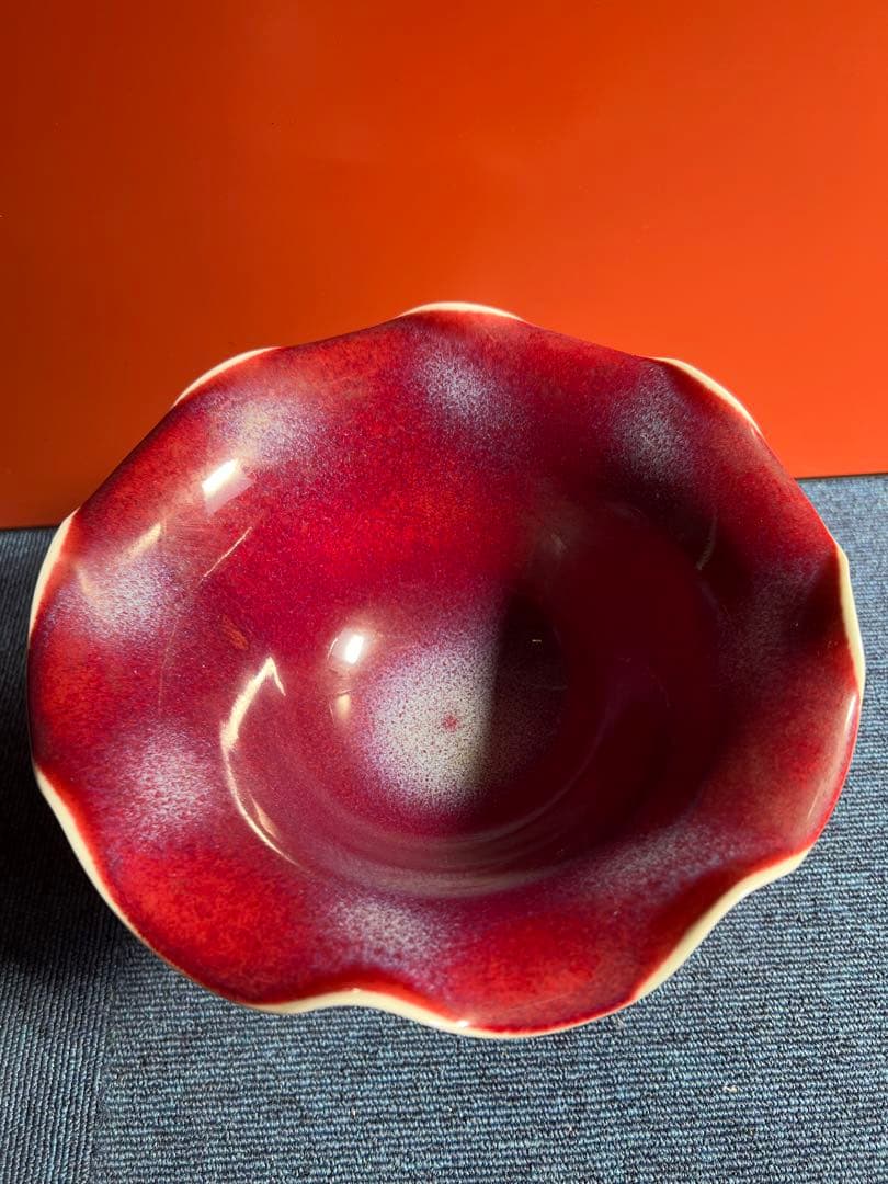 1019 四郎窯　辰砂　高台菓子器