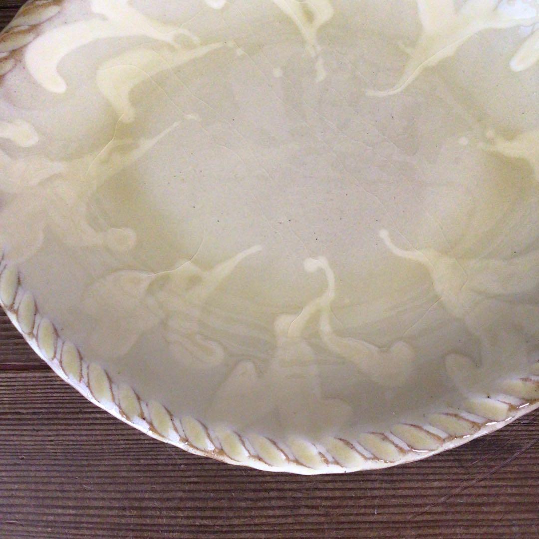 No3842 船木伸児 淡黄釉楕円鉢 共箱 布志名舩木窯 島根県 民藝 送料