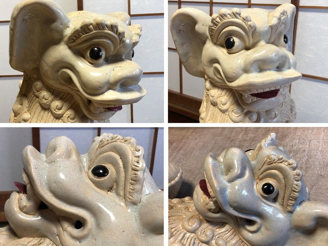 【 大白獅子 】 玉獅子　献上上手　68ｃｍ 　19.6ｋｇ