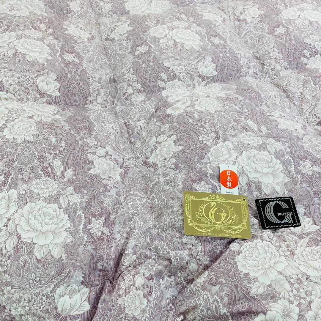 羽毛布団 シングル ポーランド産ホワイトマザーグース 軽量生地 25883ピンク