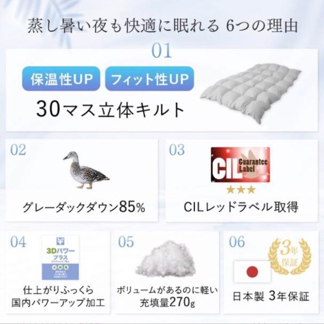 新品　日本製　3年保証　洗える　高級　羽毛肌掛け布団　ダウンケット ２枚セット