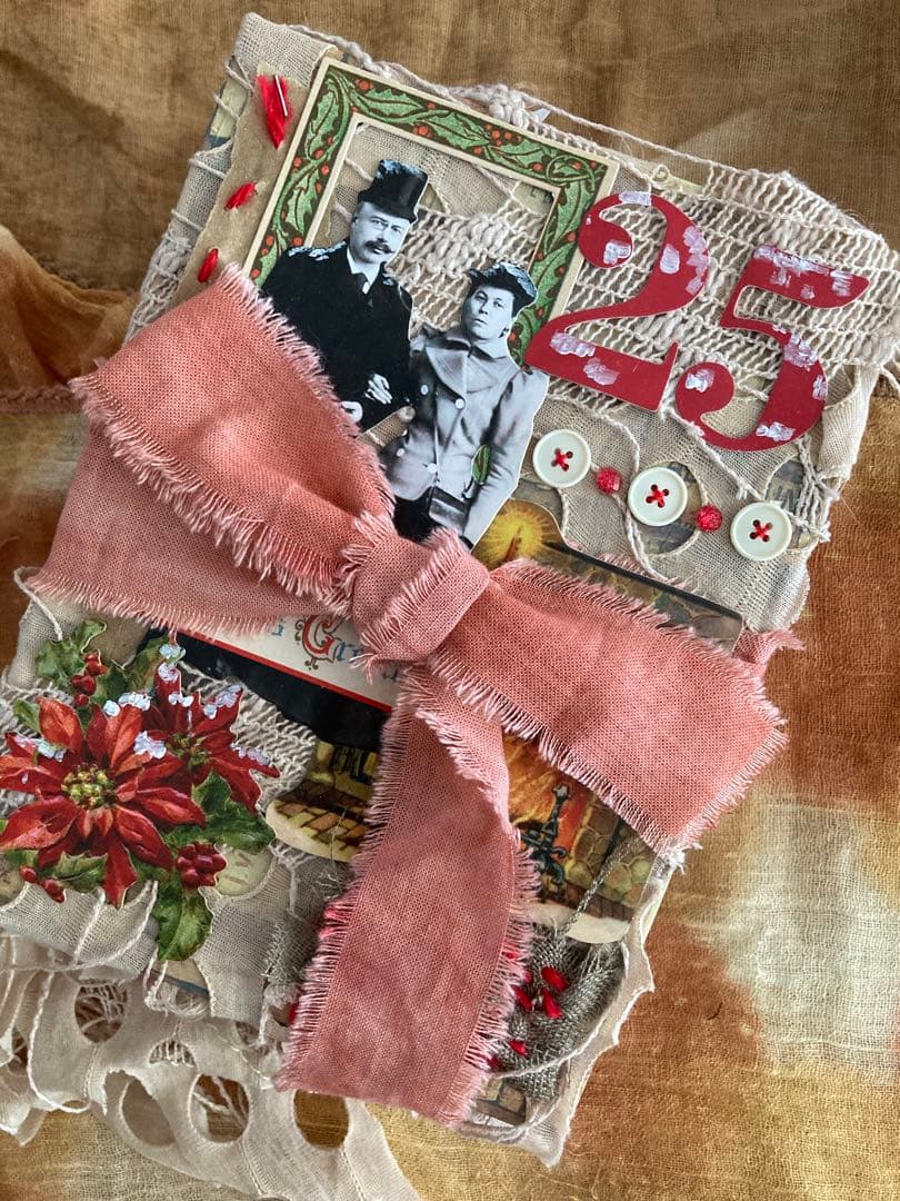 Xmasセット　ジャンクジャーナル　ティムホルツ　エンボスペーパー　インド刺繍