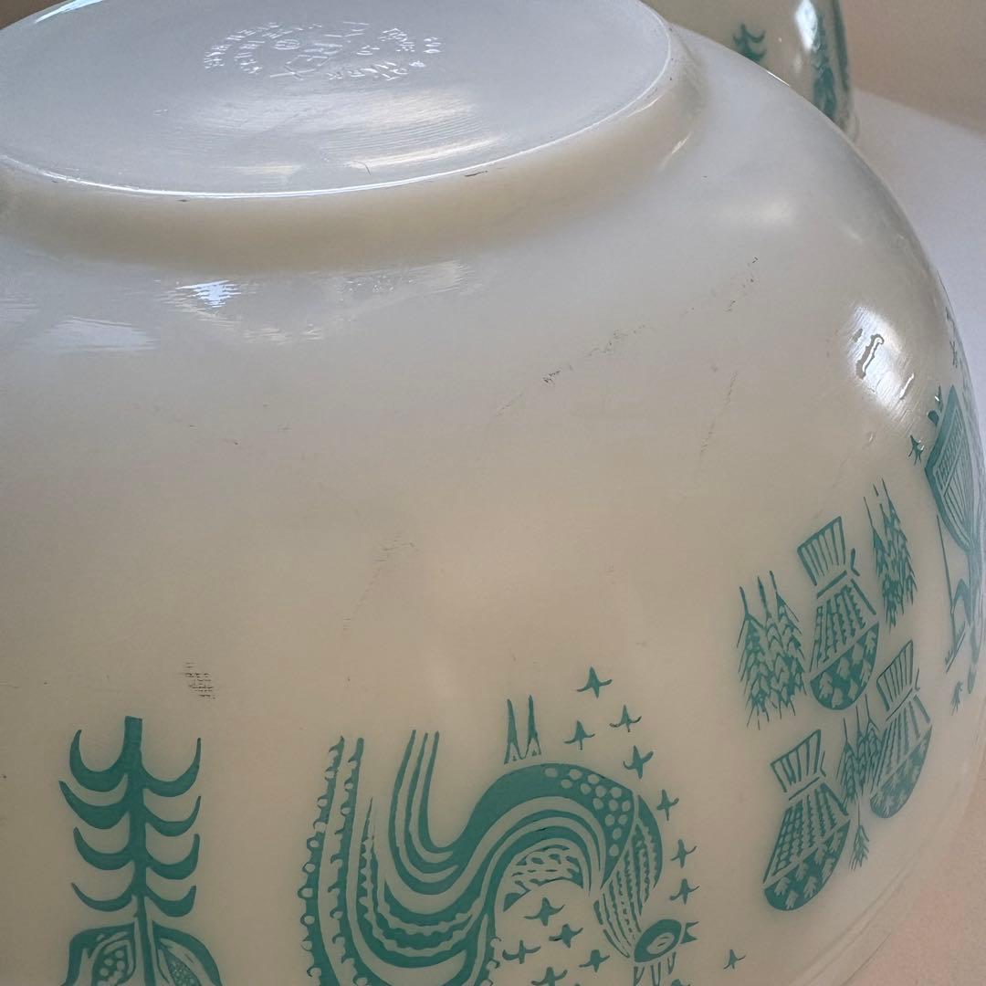 オールドパイレックス　アーミッシュ柄ミキシングボウル　フルセット4点