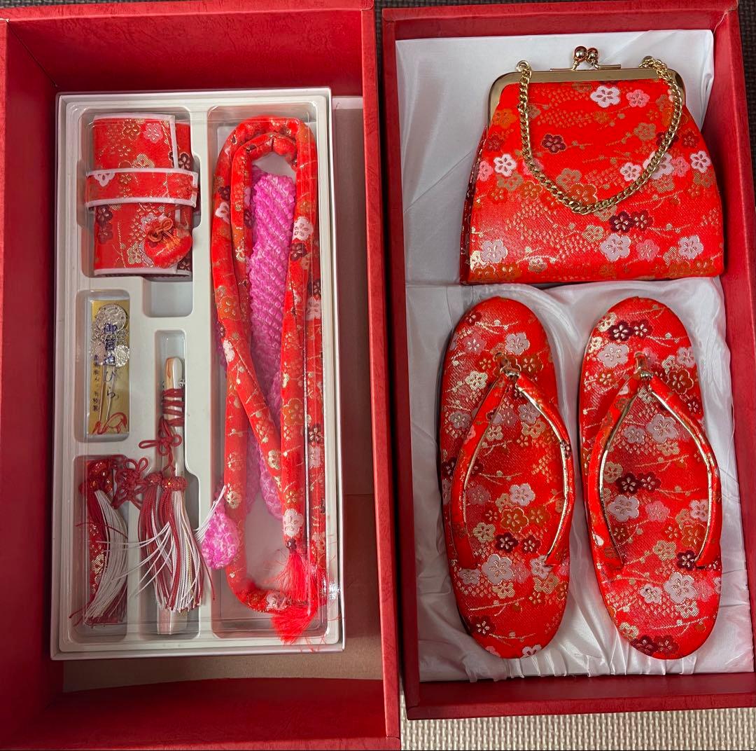 七五三　着物 緑　正絹　7歳　フルセット