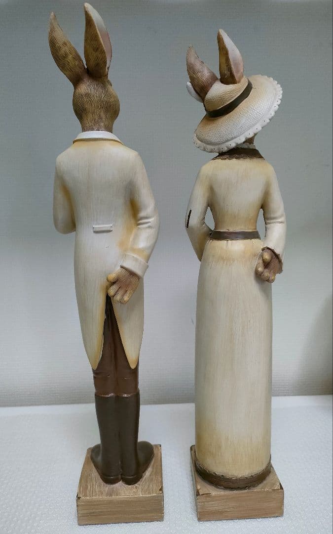 ウサギの 置物 カップル　　陶器製　ヴィンテージ