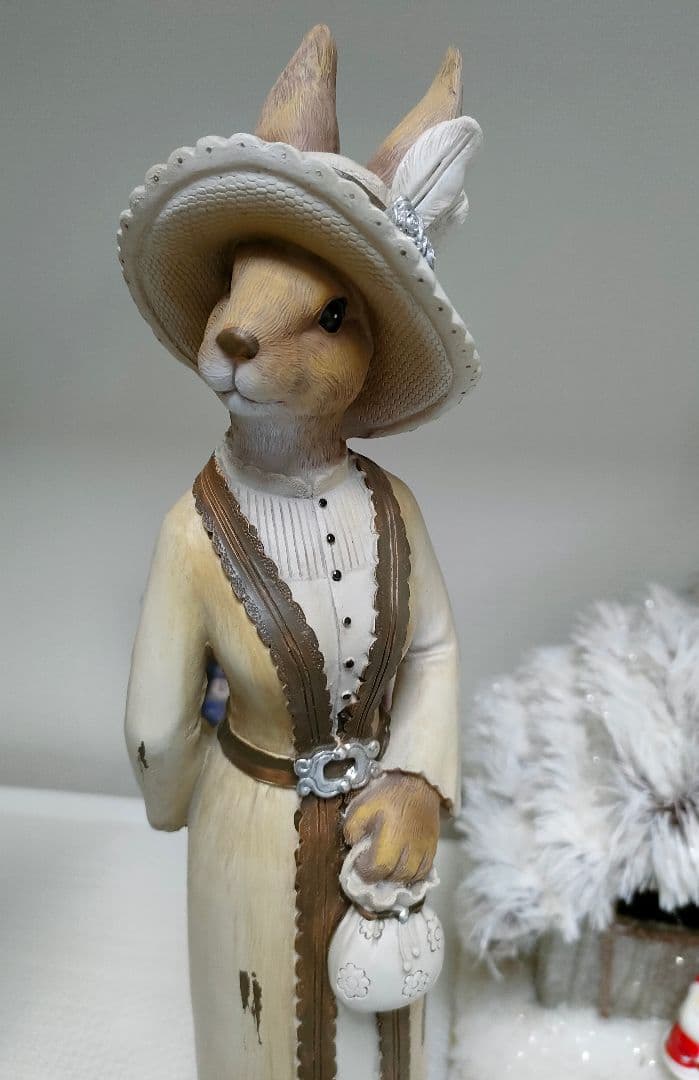 ウサギの 置物 カップル　　陶器製　ヴィンテージ