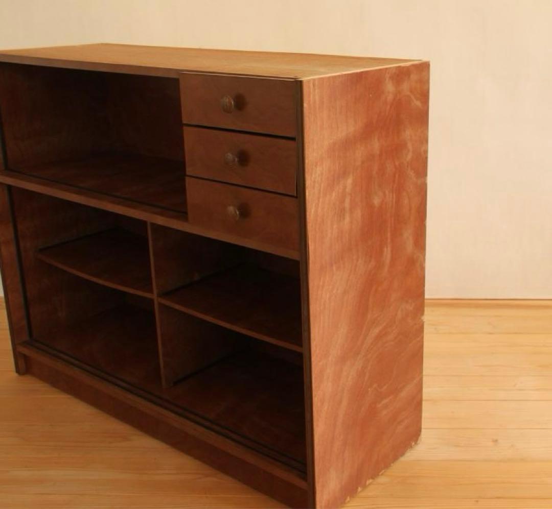 収納棚 本棚 食器棚 棚 木製 古道具 古家具 アンティーク ビンテージ