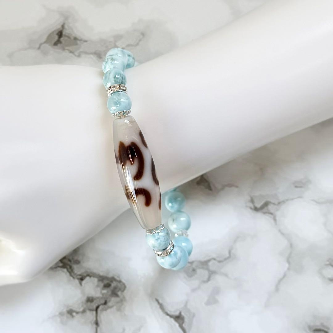 五福天珠&ラリマー　ブレスレット　内径約16cm