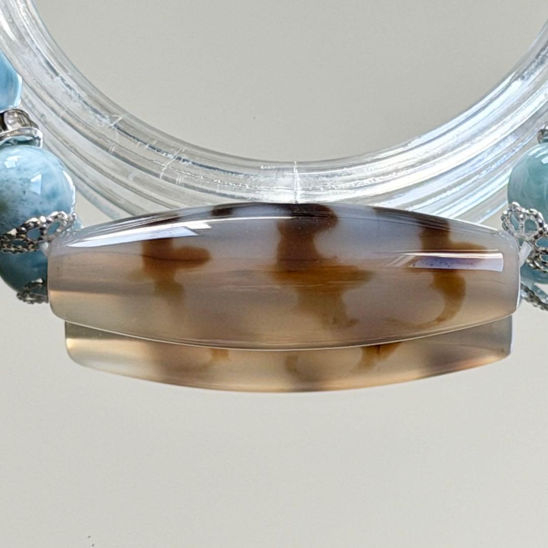 五福天珠&ラリマー　ブレスレット　内径約16cm