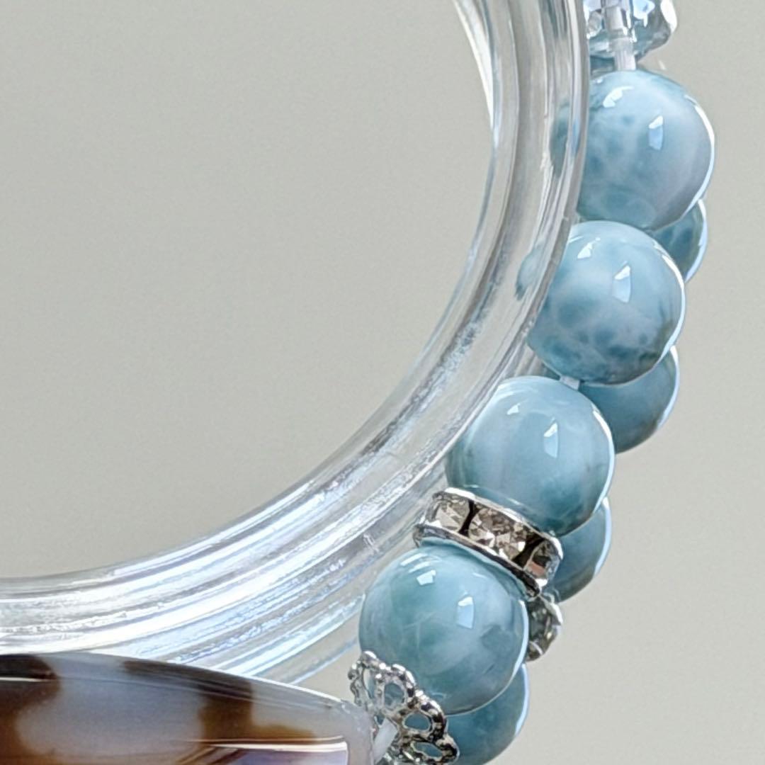 五福天珠&ラリマー　ブレスレット　内径約16cm