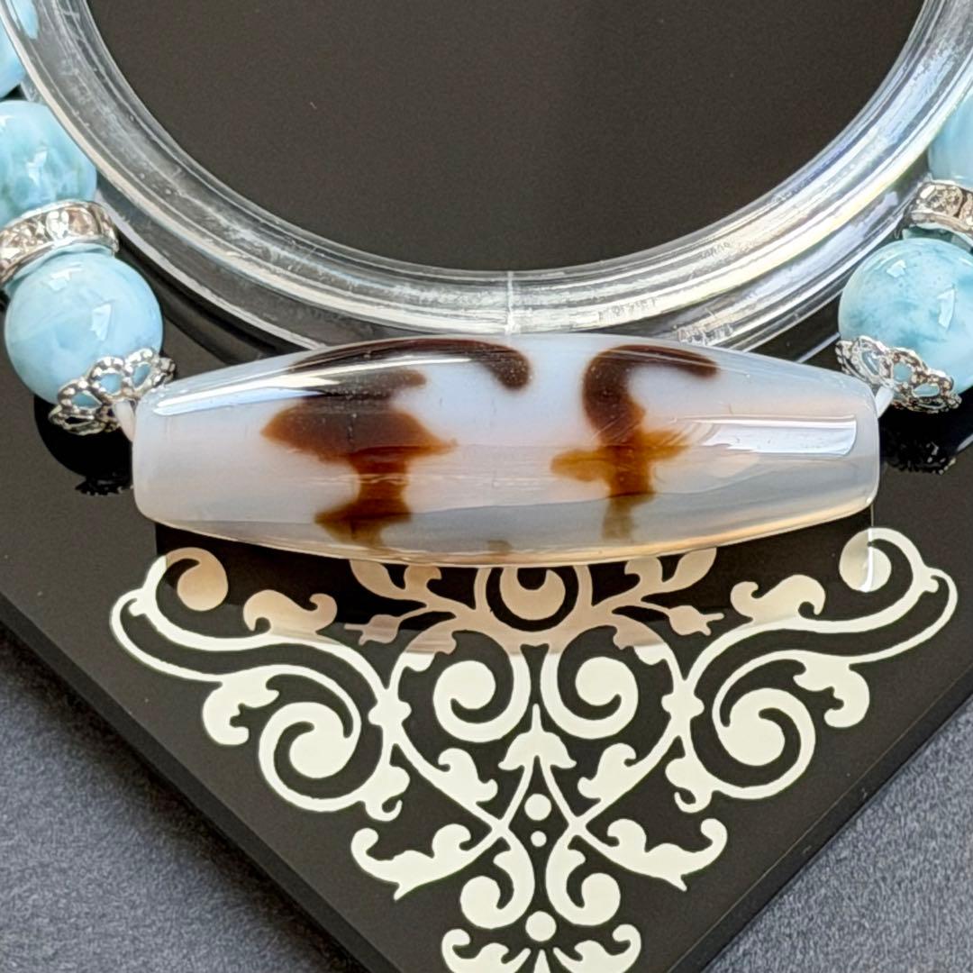 五福天珠&ラリマー　ブレスレット　内径約16cm