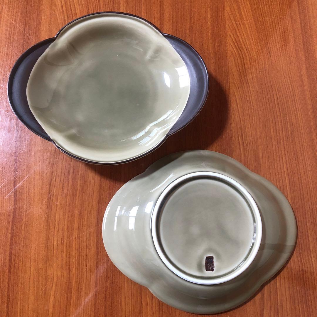 深川製磁 茶灰釉 小皿 刺身皿 取皿 銘々皿 耳付き 深皿 小鉢 深川