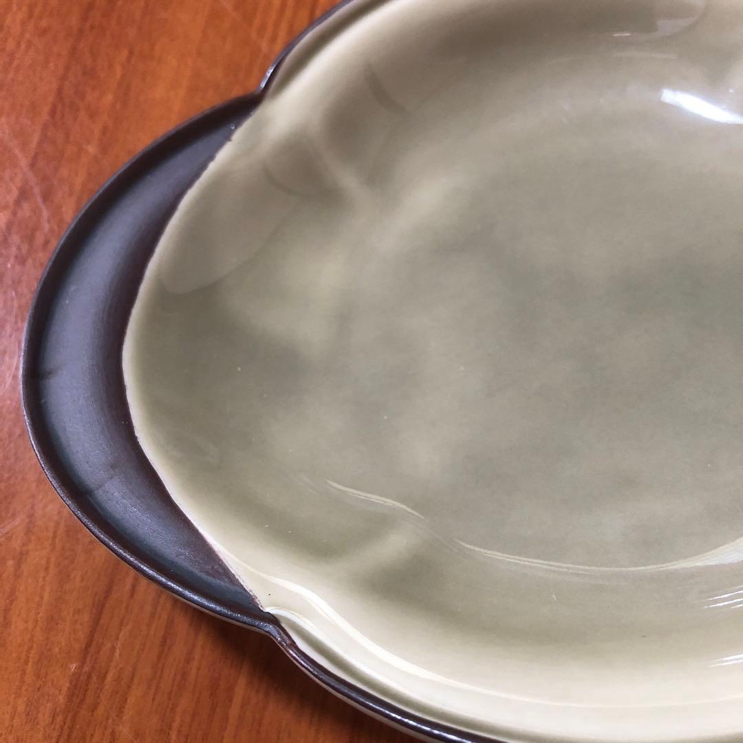 深川製磁 茶灰釉 小皿 刺身皿 取皿 銘々皿 耳付き 深皿 小鉢 深川