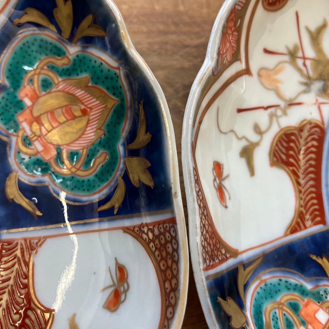 値下げ！明治時代 古伊万里 6寸皿 4枚セット 色絵 中皿 金彩 ベロ藍