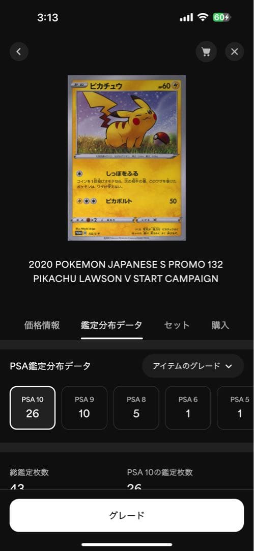 希少世界26枚】ピカチュウ psa10 132 ローソンVスタートキャンペーン