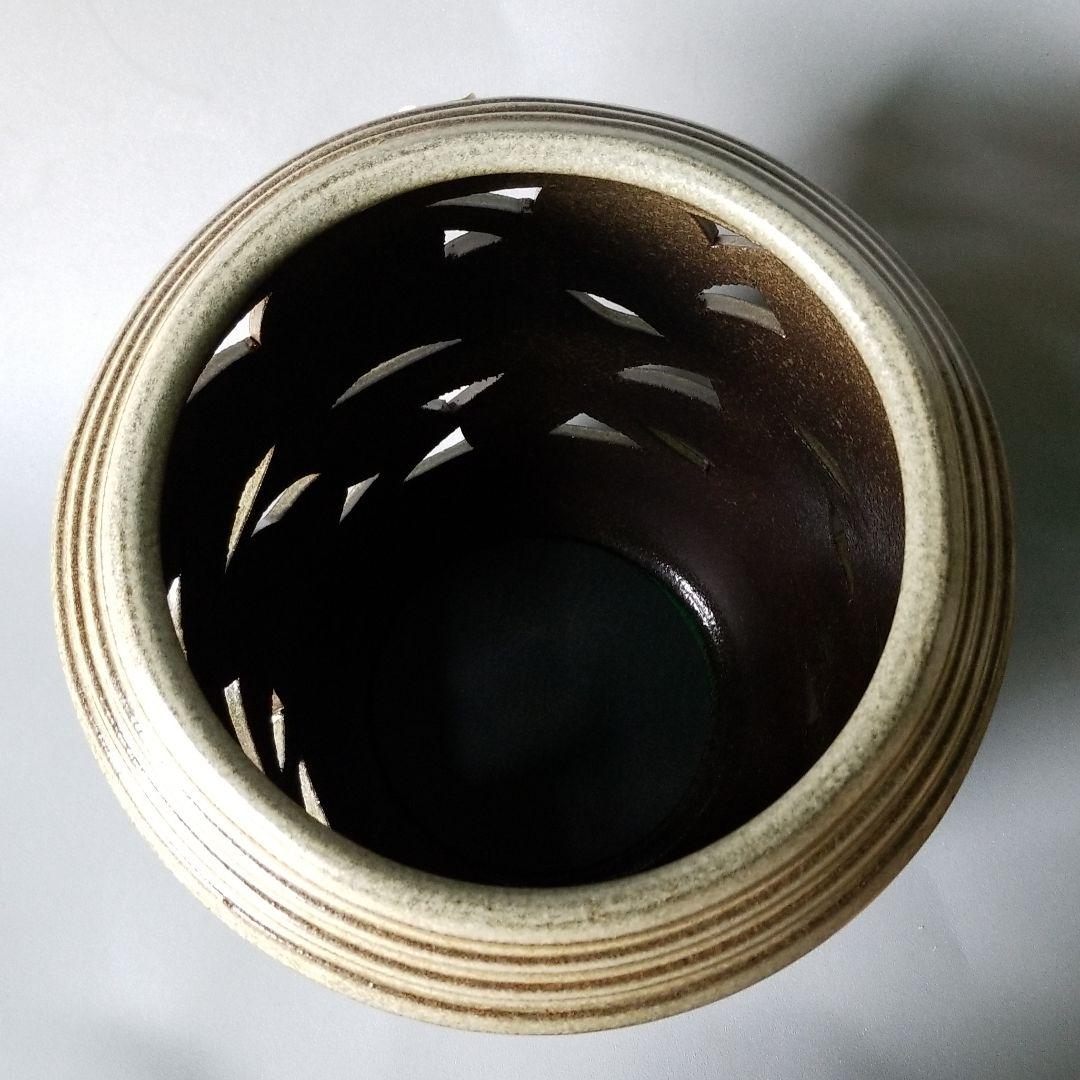 訳あり出品⤵⤵信楽焼傘立て 大容量❗唐草彫 高さ４７cm