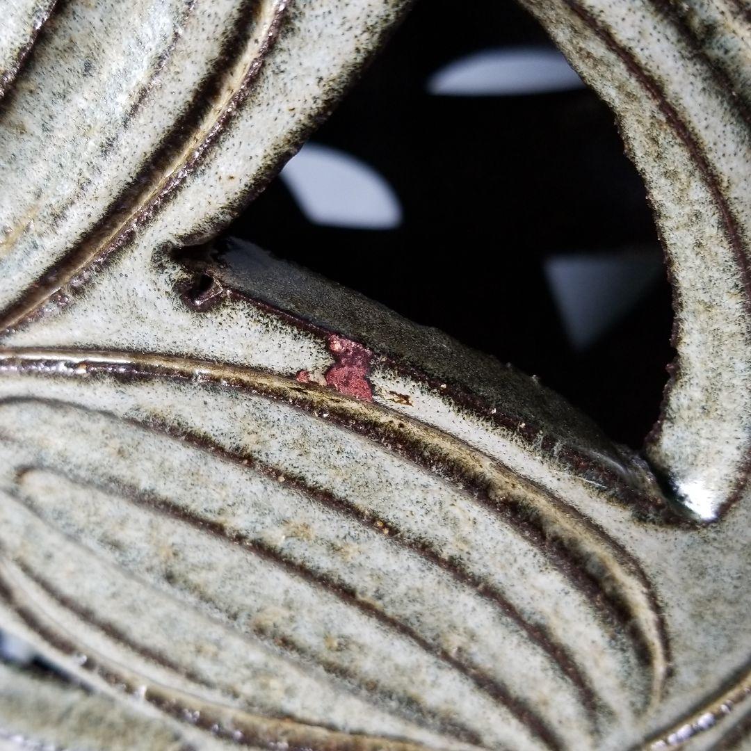 訳あり出品⤵⤵信楽焼傘立て 大容量❗唐草彫 高さ４７cm