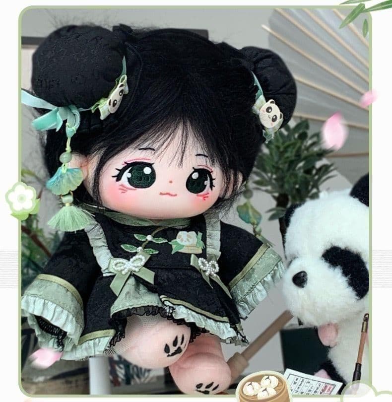 訳あり ぬいぐるみ服 20cm パンダ 黒 緑 ブラック チャイナ服 ぬい服