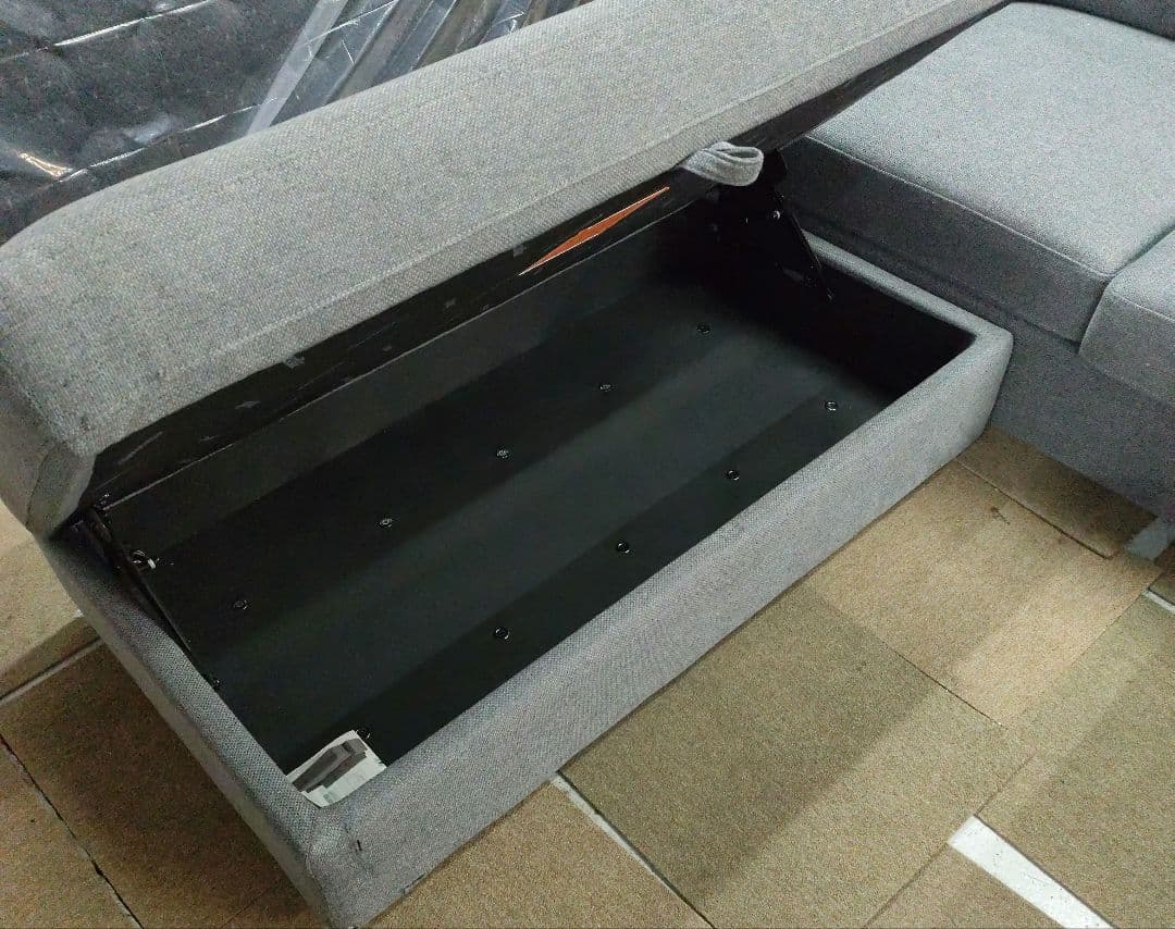 収納オットマン付き3ピース布製ソファー