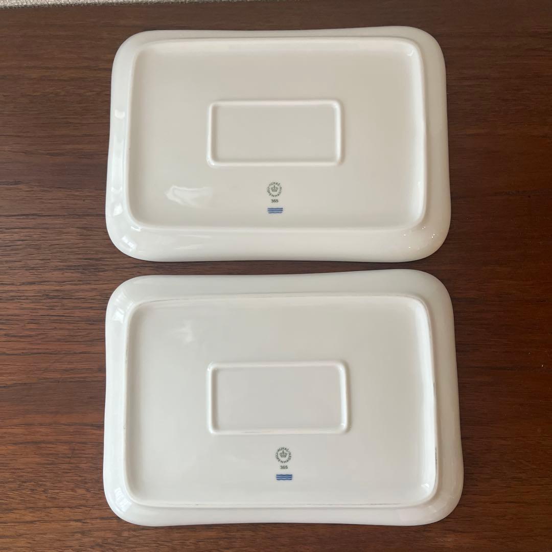 ロイヤルコペンハーゲン　フルーテッドシグネチャー　スクエアプレート2枚セット