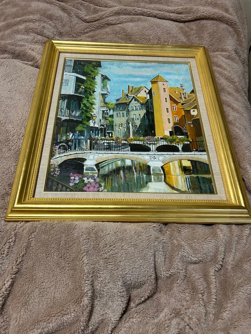 原良次の油彩画、[花のある町・フランス] サイズ　F10