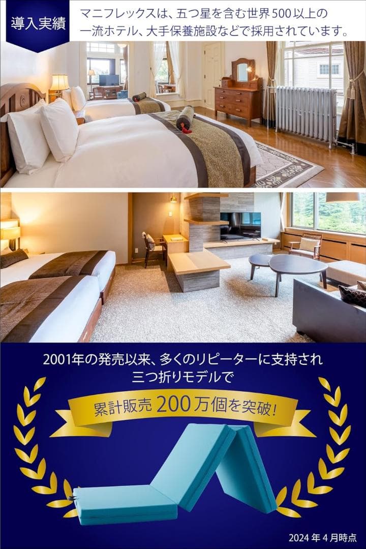 マニフレックス　三つ折り高反発 シングル ミッドブルー 11cm イタリア製