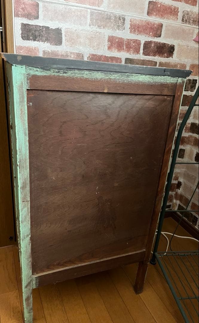 週末再お値下げ　キャビネット　医療棚　ペールグリーン　レトロ　古家具