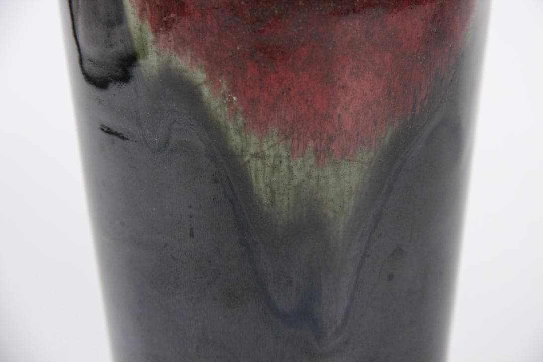 中国美術 清代 官窯 窯変紅釉 郎窯紅 花瓶 中国 時代物 欠けあり ED5-8