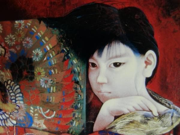 智内兄助、緋桃、新品額装付、画集画、状態良好